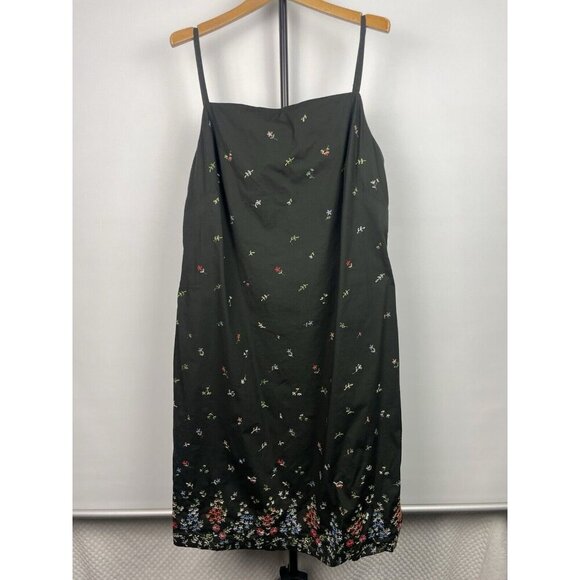 BROOKS BROTHERS 346 Black Floral Colorful Embroidered Shift Dress Size 14 - Picture 1 of 7